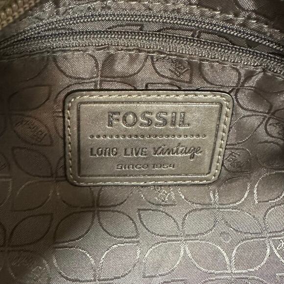 Fossil Gray Leather Satchel Shoulder Bag - Picture 8 of 9